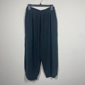 Louis Simon La Libellulle Womens Pants Silk Black Elastic Waist Pockets Pull On